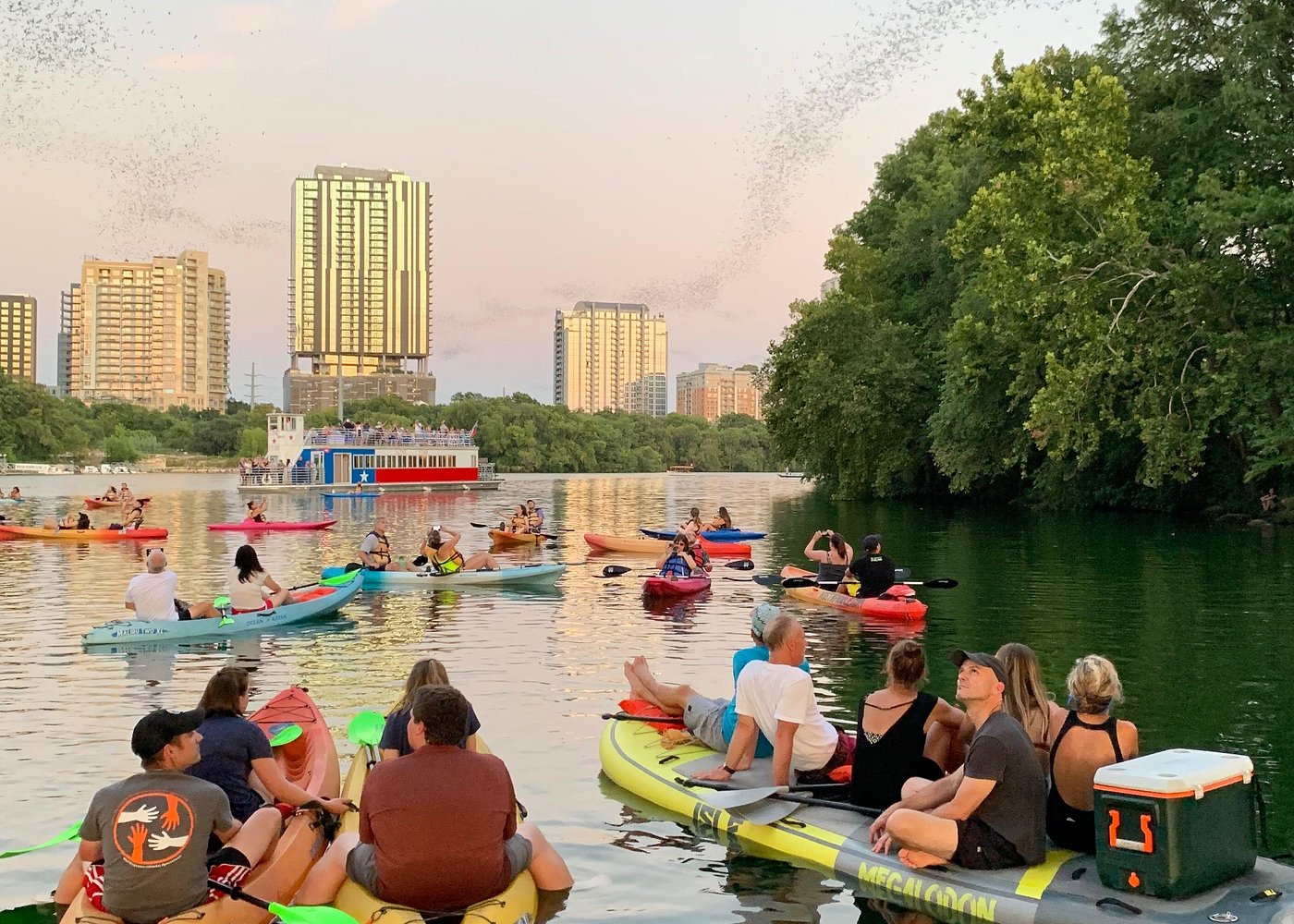 Downtown Austin Giant Paddleboard Sunset Tour with Bats